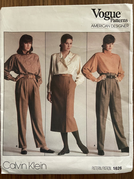 Vogue 1626 vintage 1980s designer Calvin Klein skirt and pants sewing – the  vintage pattern market