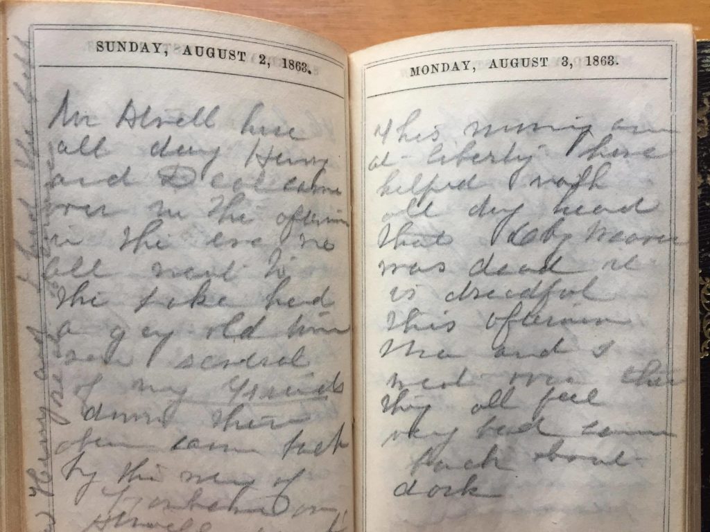 1874, Flora Emaretta Parson's personal journal, similar to that of a Daily Planner