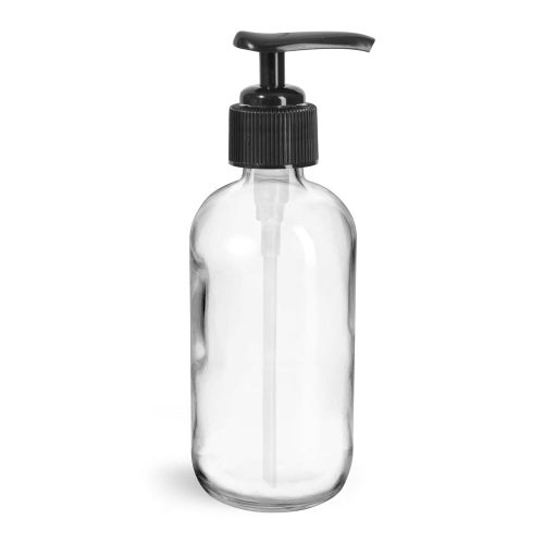 Download Glass Pump Bottle (8 oz) Clear - Pompeii Street Soap Co.