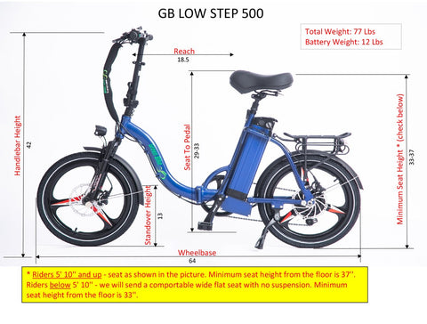 Low Step Folding Electric Bike by Green Bike USA - GB500LS