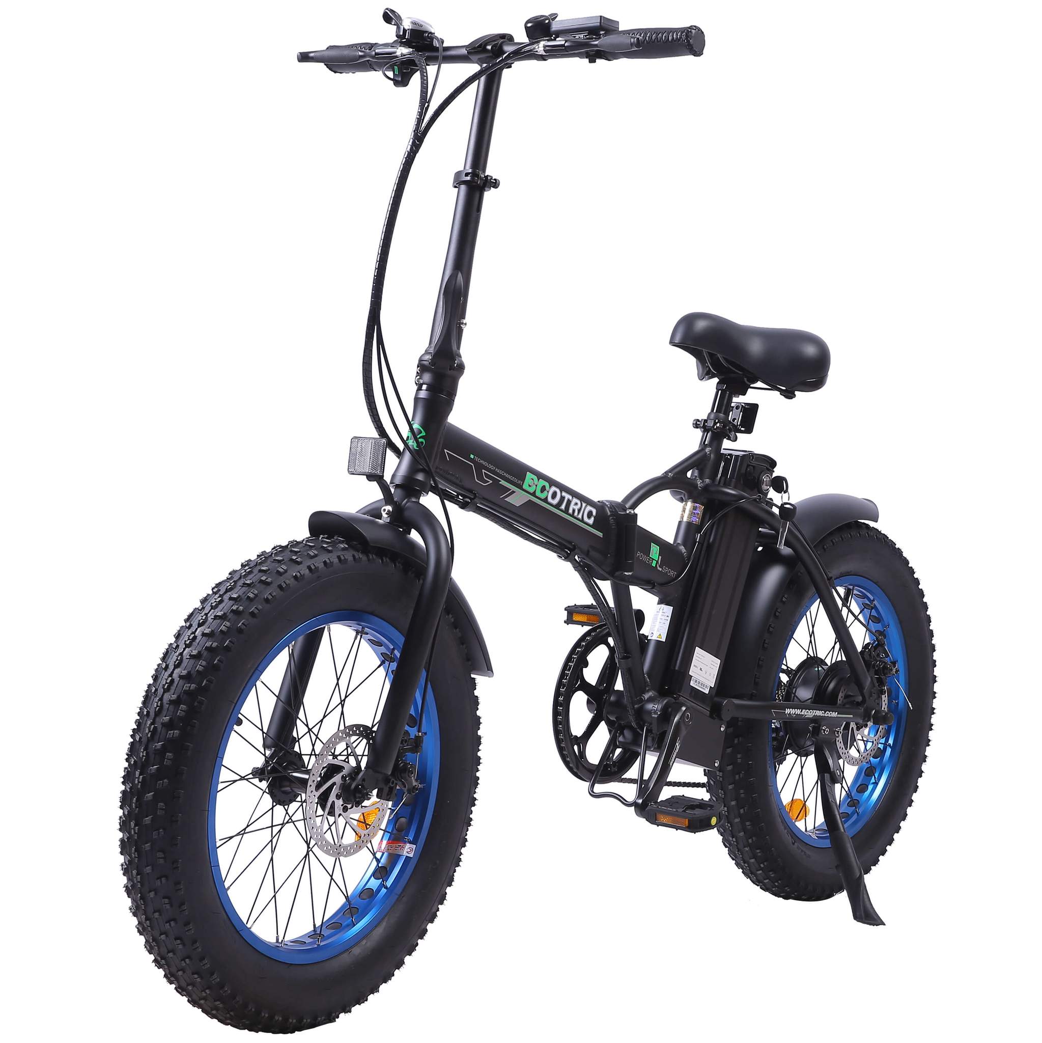 Ecotric 36V Fat Tire Folding Electric Bike Matte Black  Blue UL C —  YBLGoods