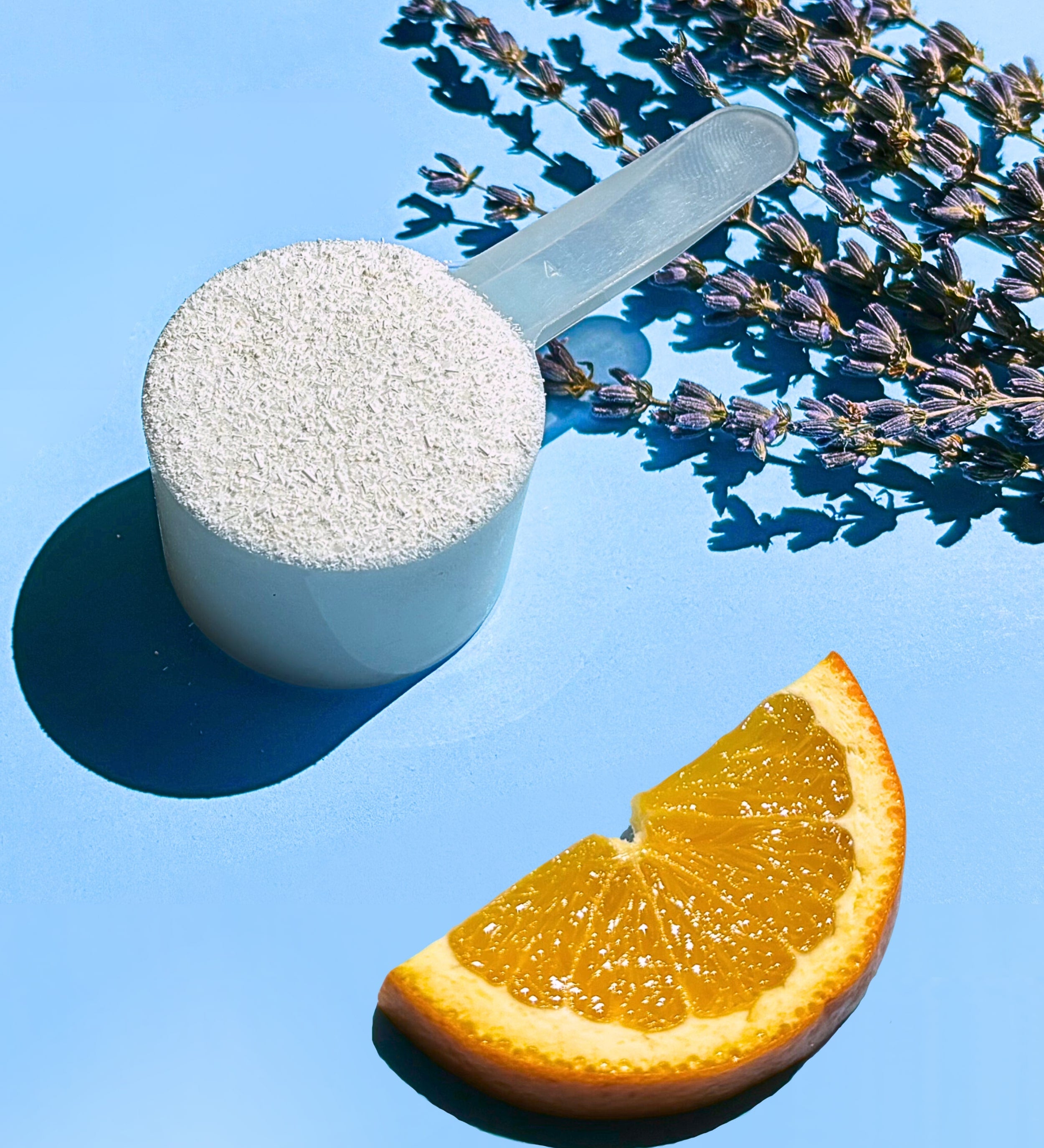 Scoop of detergent with lavender and orange