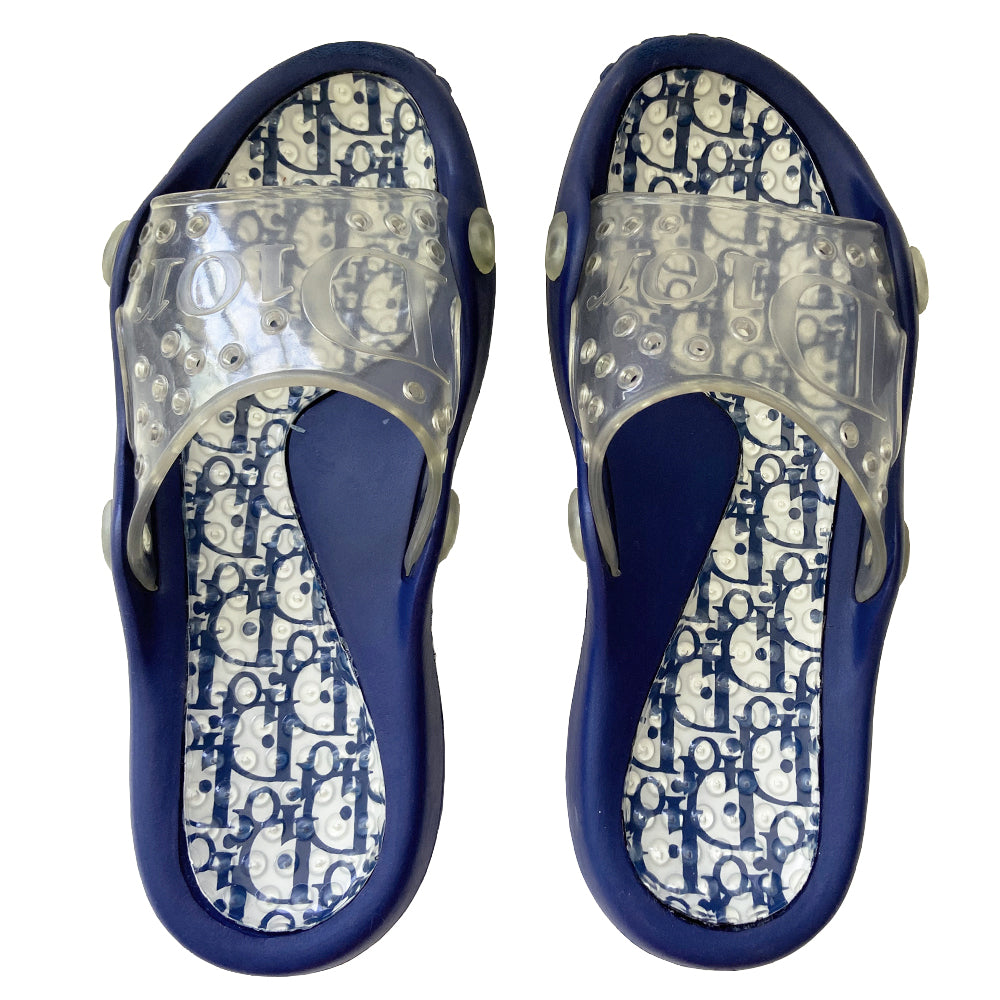 Christian Dior Monogram Jelly Pool Slides Sandals- 40 – Angeles Vintage