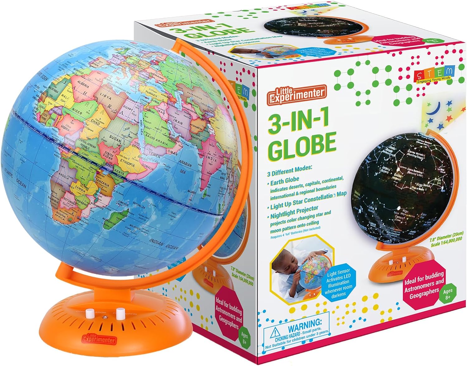 3 in 1 Globe With Built-in Projector