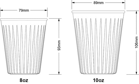 Fluted coffee cup dimensions