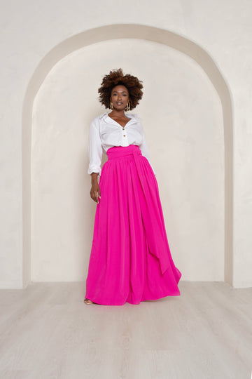 KINZLY SKIRT - high-waisted skirt in powder pink color