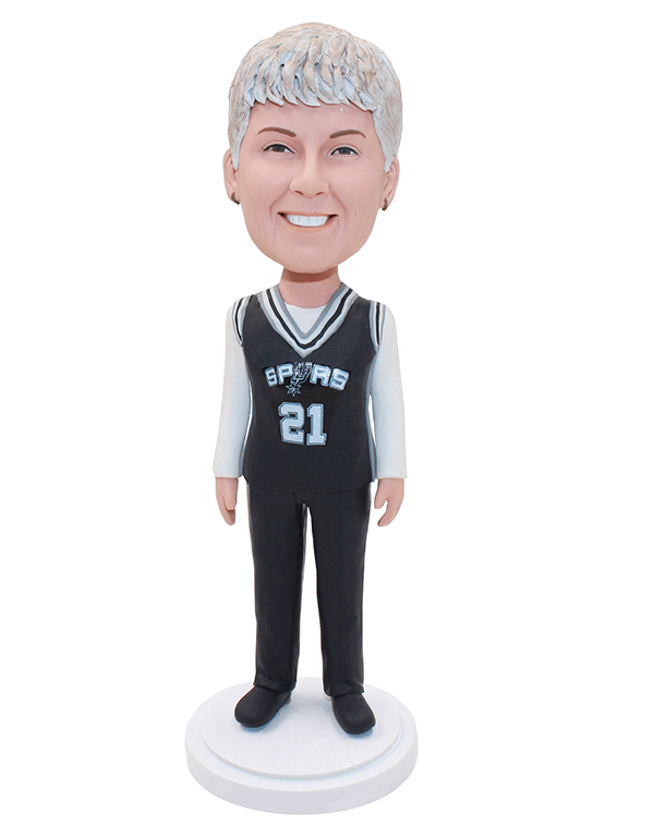 Custom Football Fans Bobbleheads, Personalized Women Bobblehead With a Medal