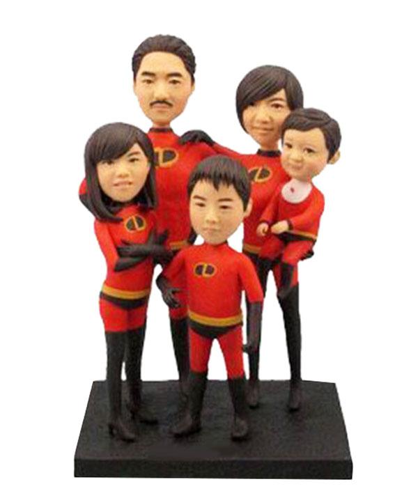 Custom Five Person Bobbleheads, Personalized Family Bobbleheads