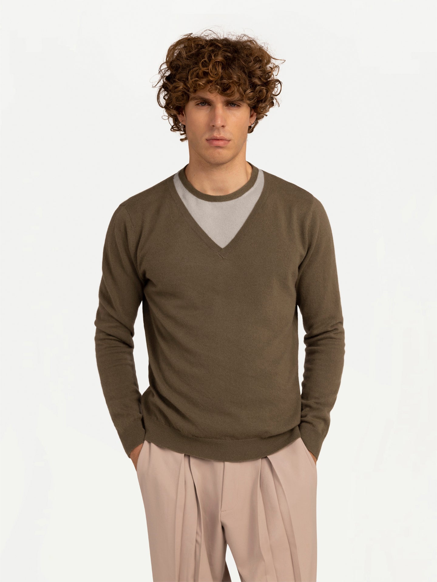 Męski sweter z kaszmiru Zielony - Gobi Cashmere