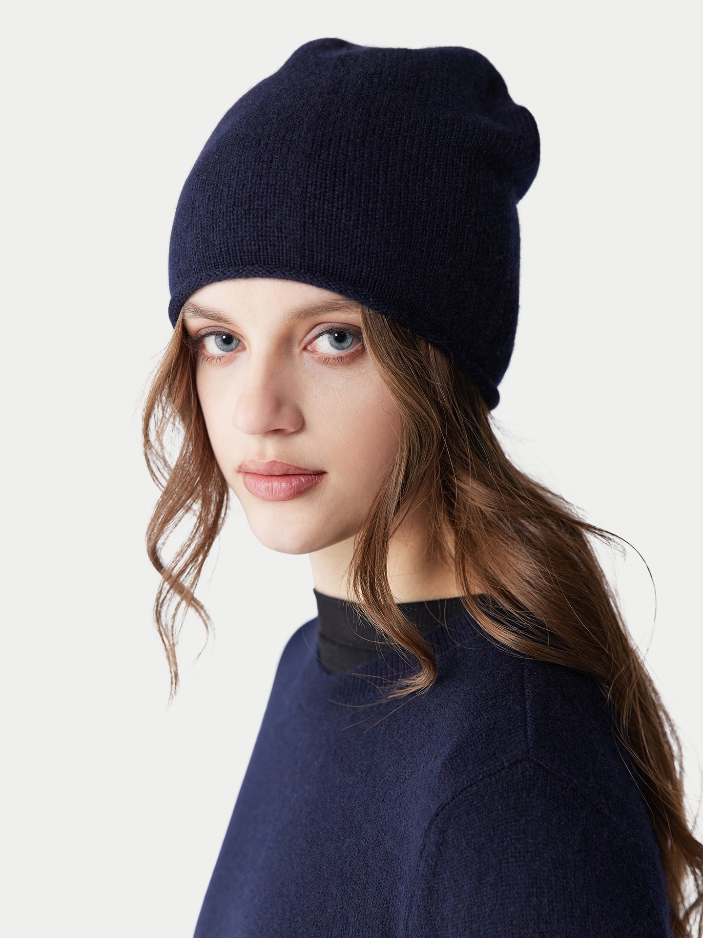 Women's Cashmere €99 Hat & Sweater Set India Ink - Gobi Cashmere
