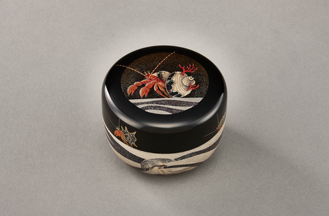 Urushi lacquer round box