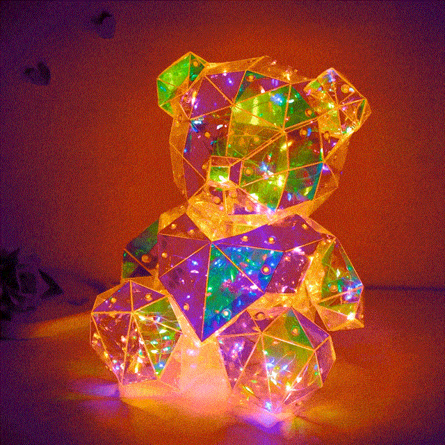 Galaxie Led Ours Holographique Lumières Irisées Lumineux Galaxie Ours Cadeau De Saint Valentin - maplunelampefr