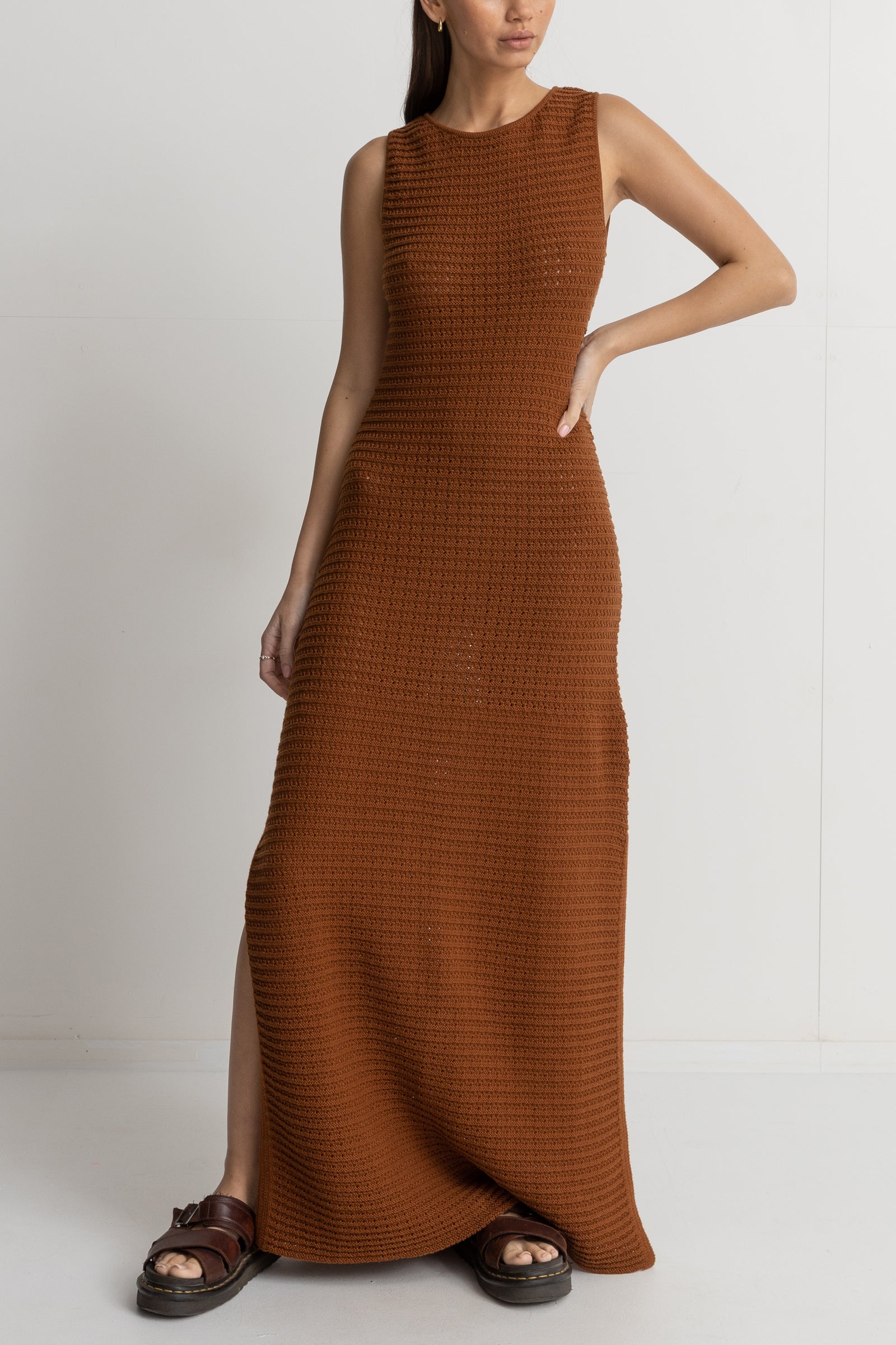 Evermore Knit Tank Maxi Dress Caramel