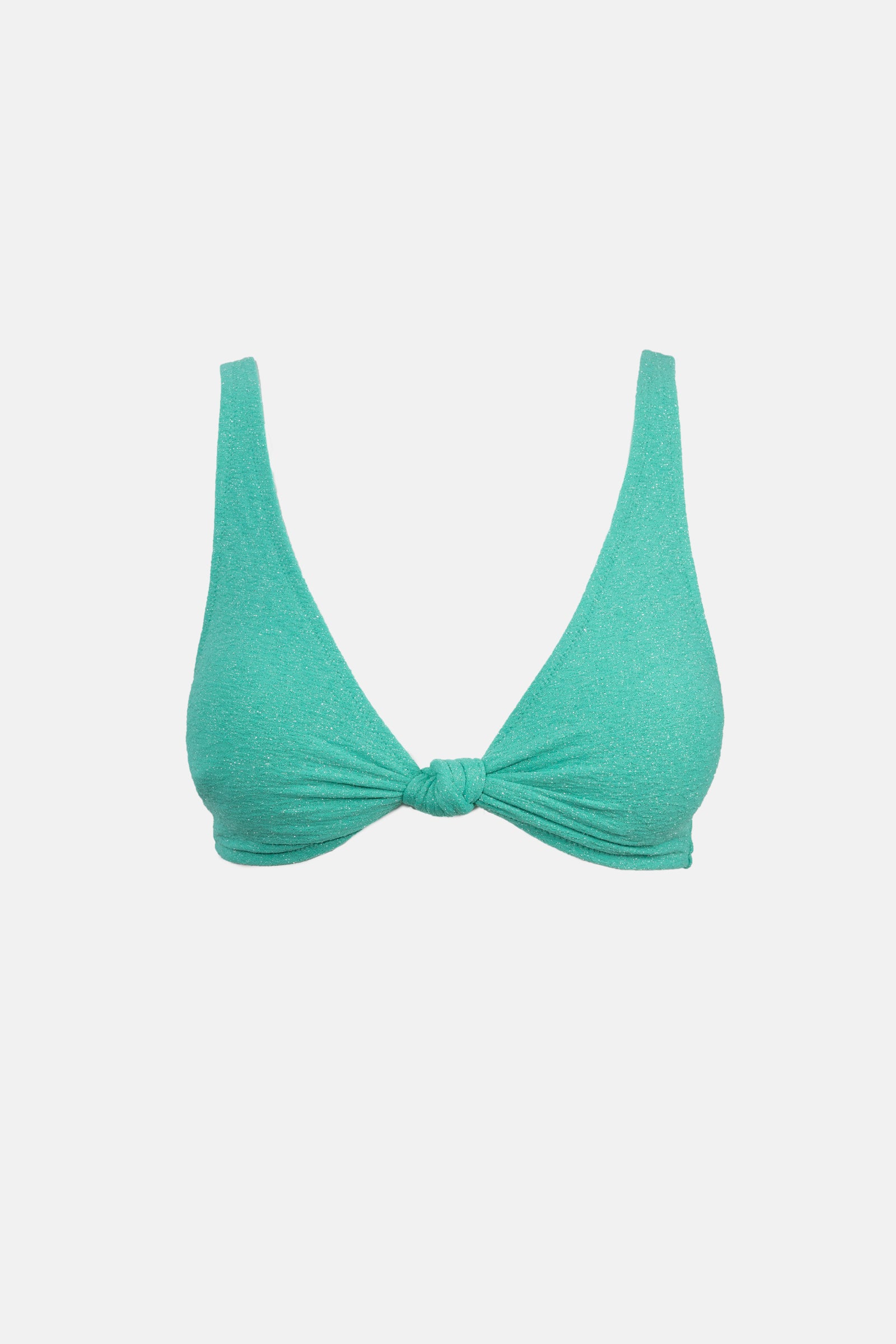 Glitter Tall Knot Front Top Marine Green