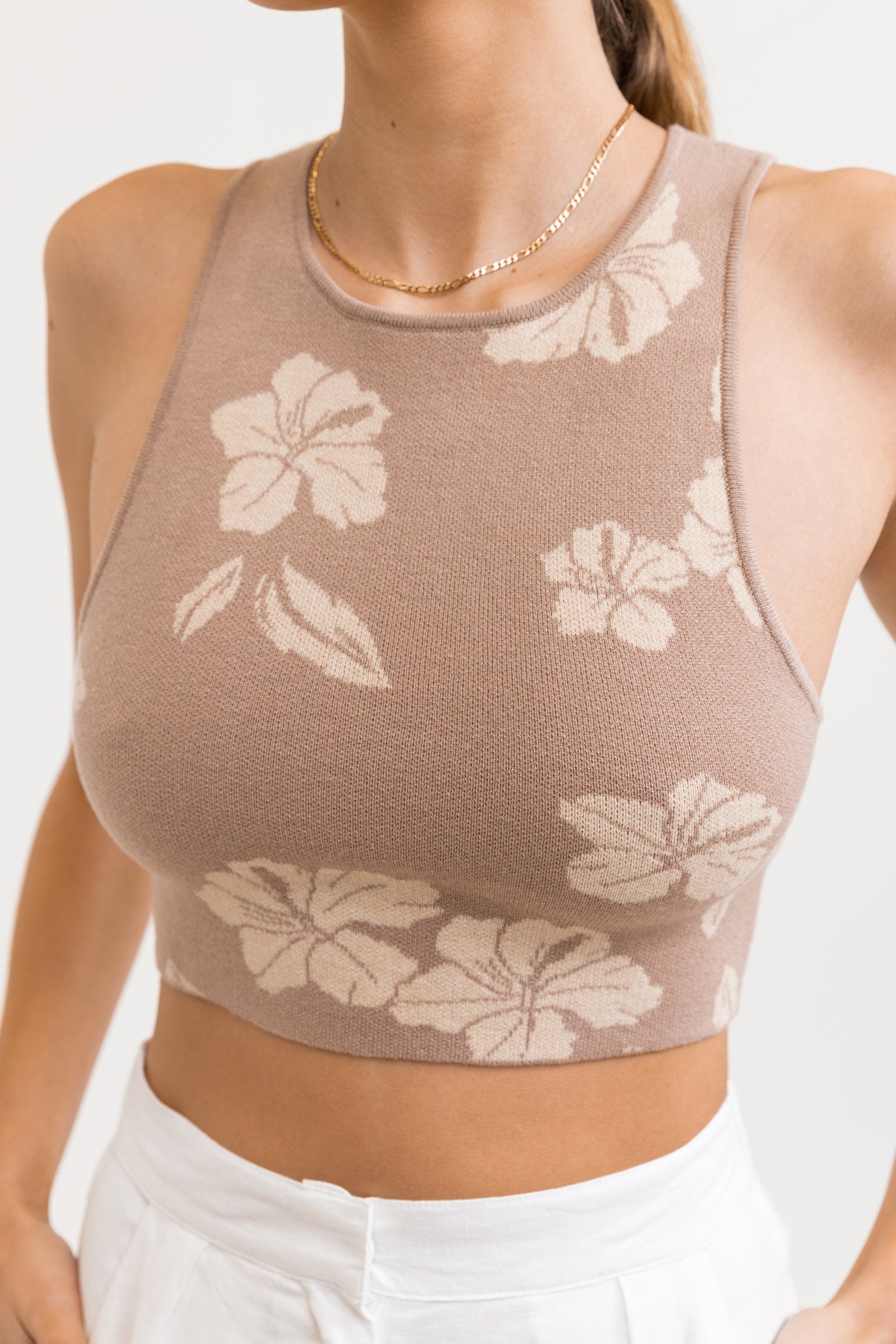 Hibiscus Knit Top Taupe