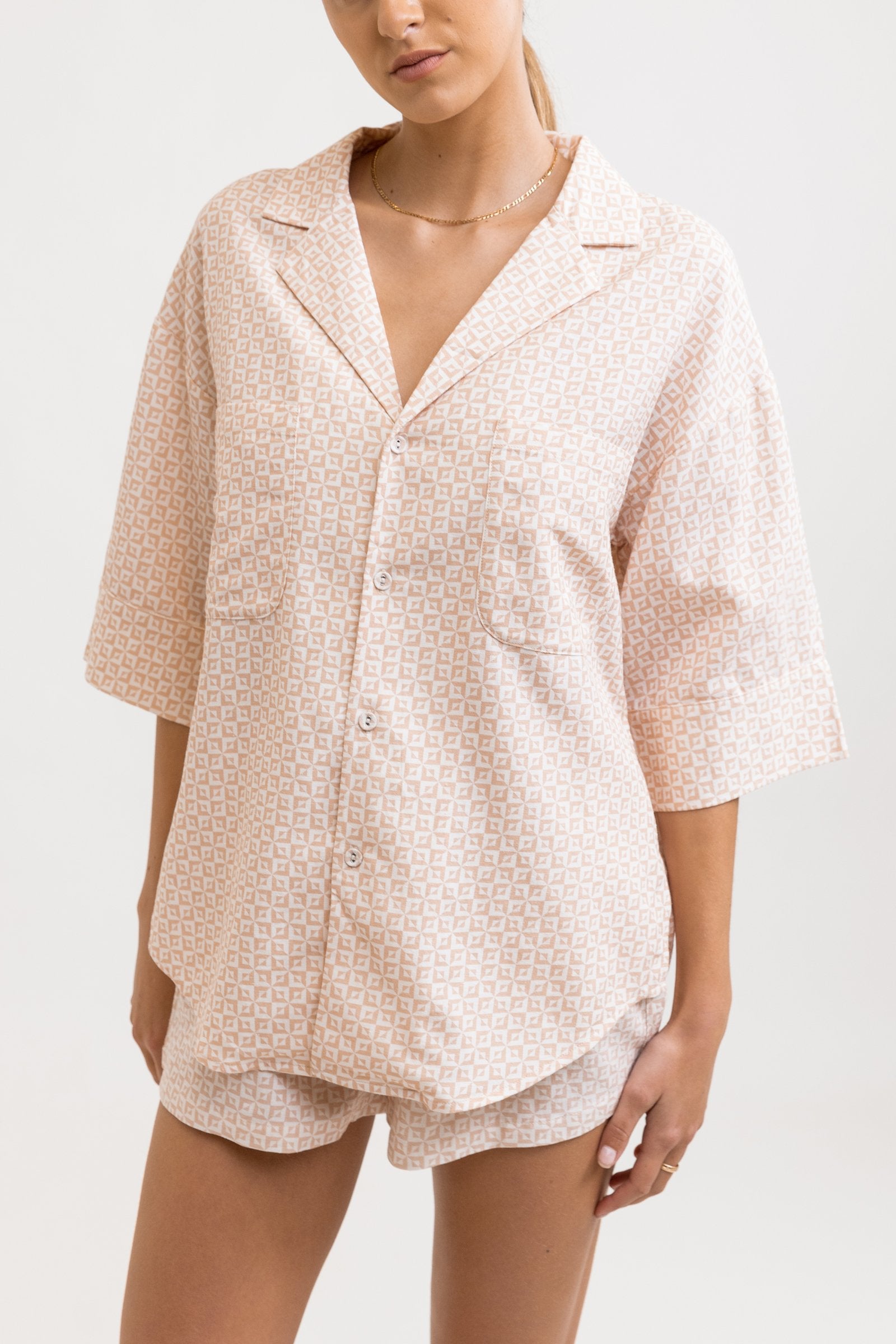 Geo Lounge Shirt Peach