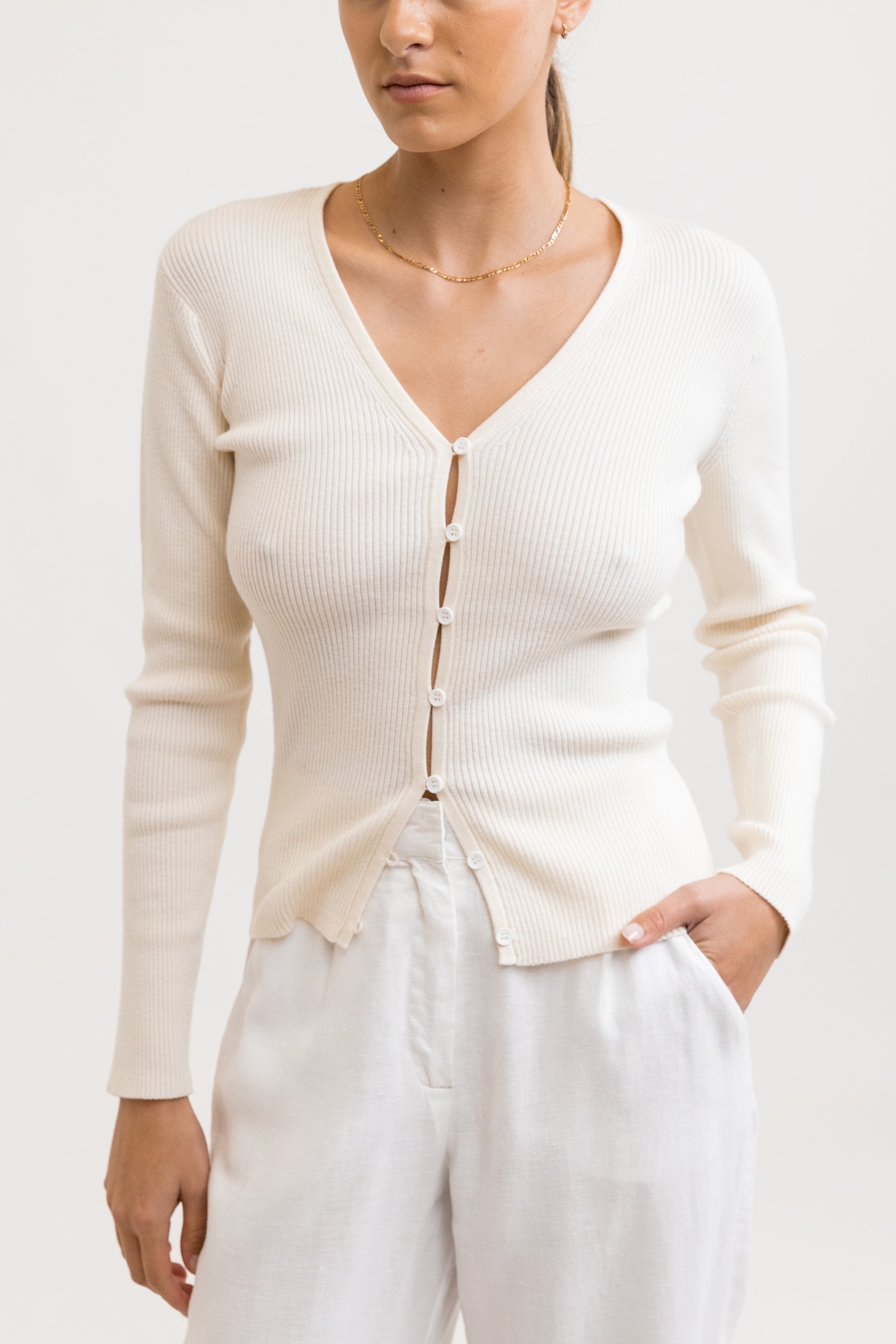 Long Line Knit Top Ivory