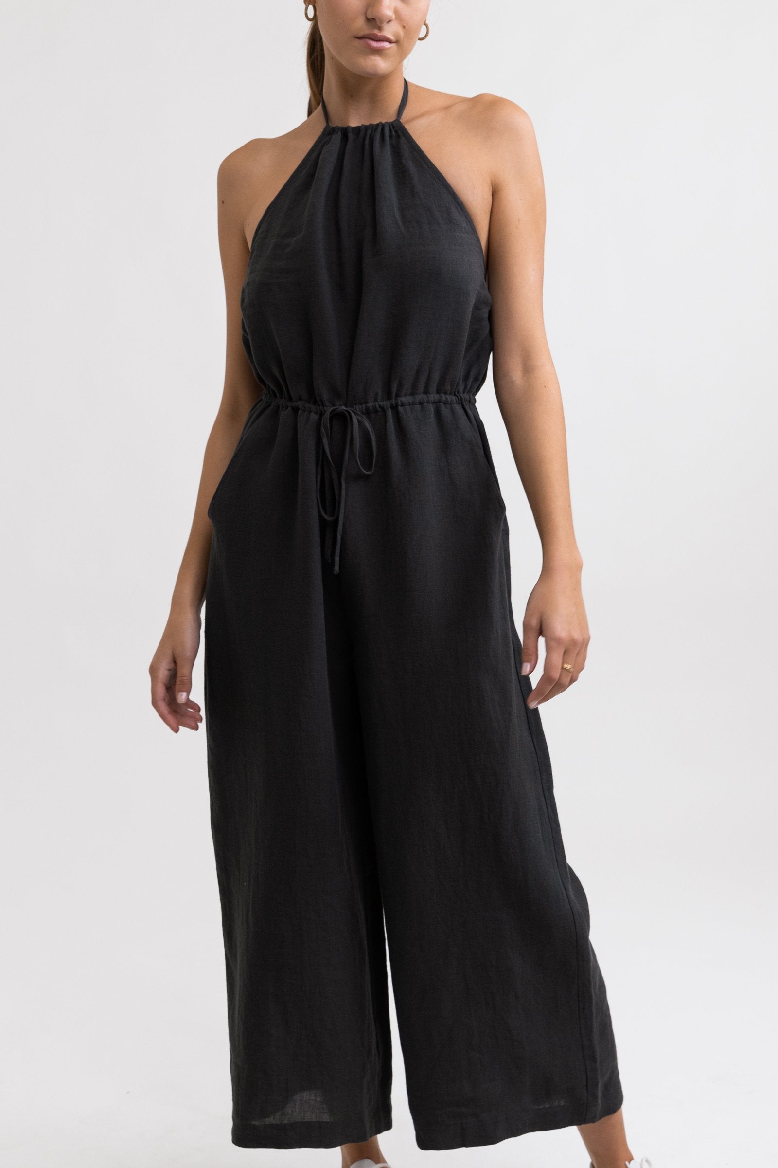 Amara Halter Jumpsuit Charcoal