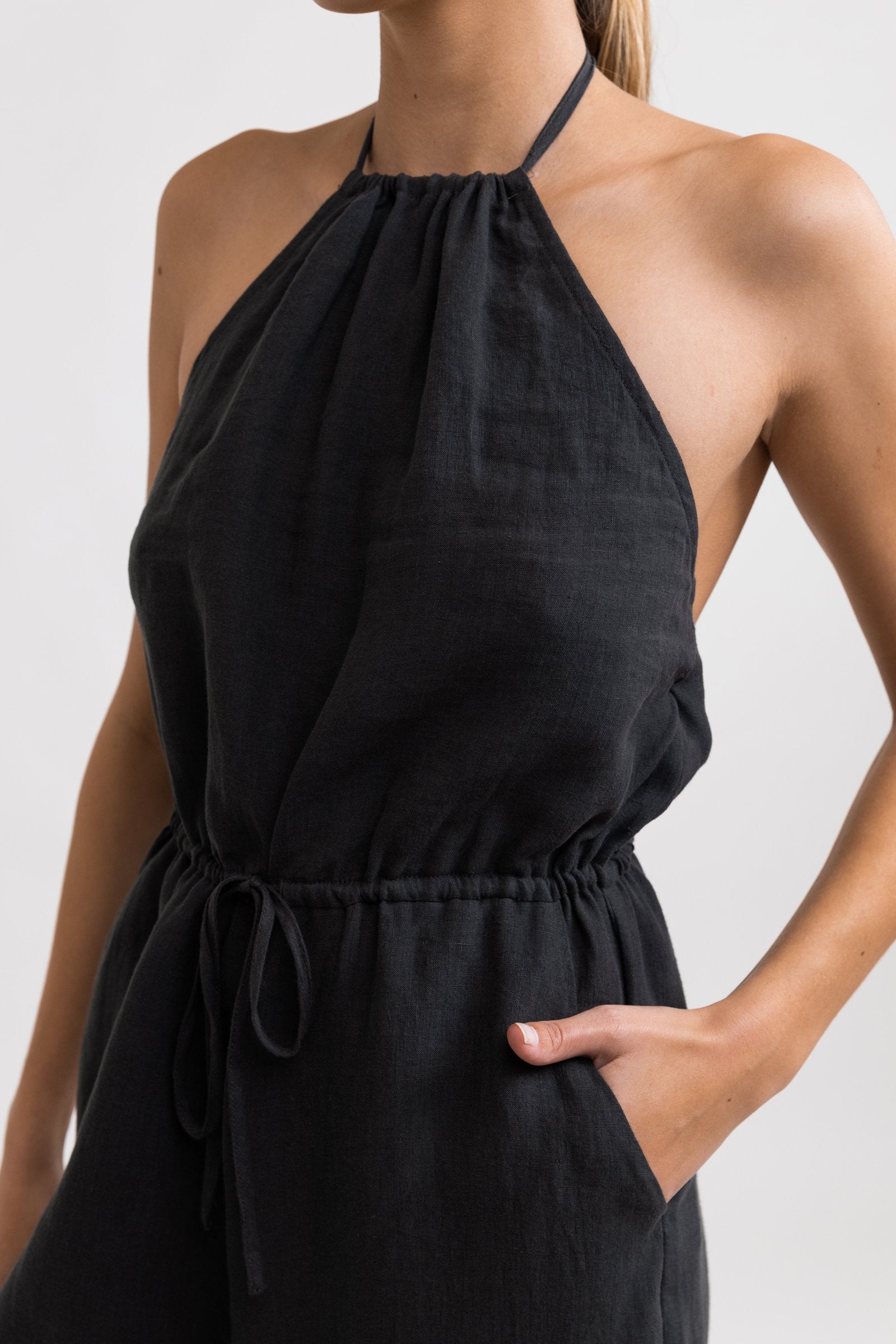 Amara Halter Jumpsuit Charcoal