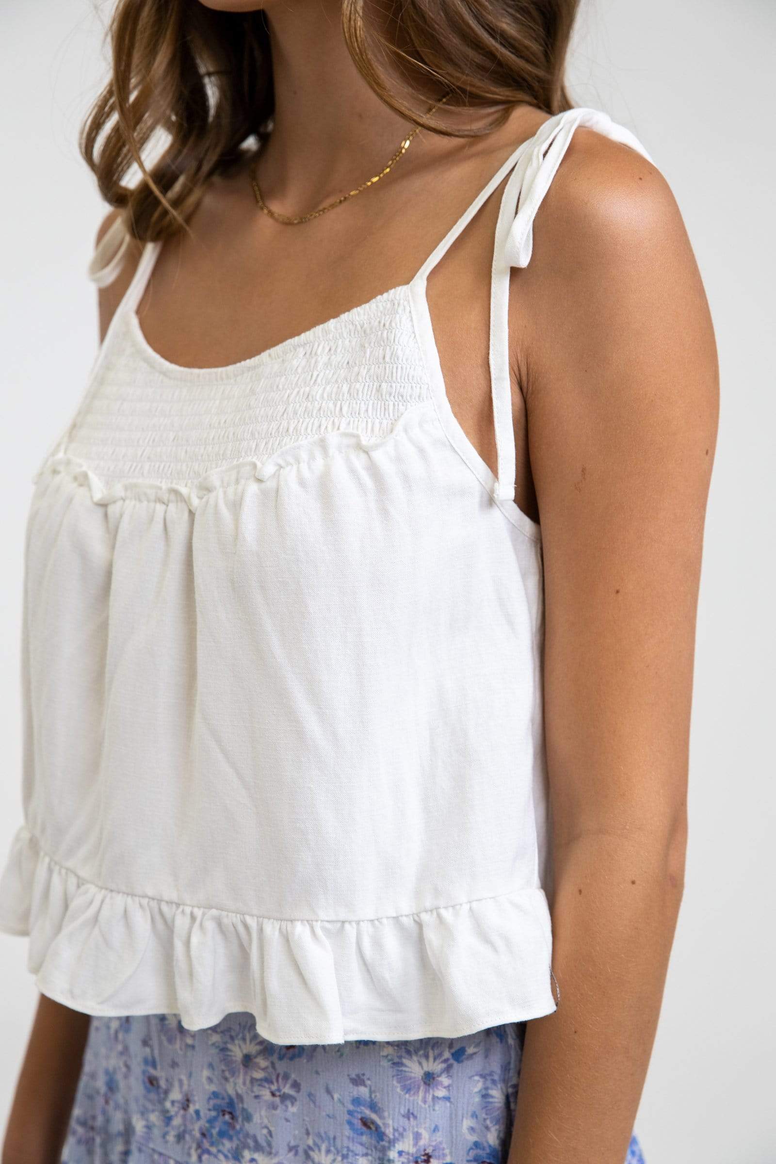 Maisie Shirred Top White