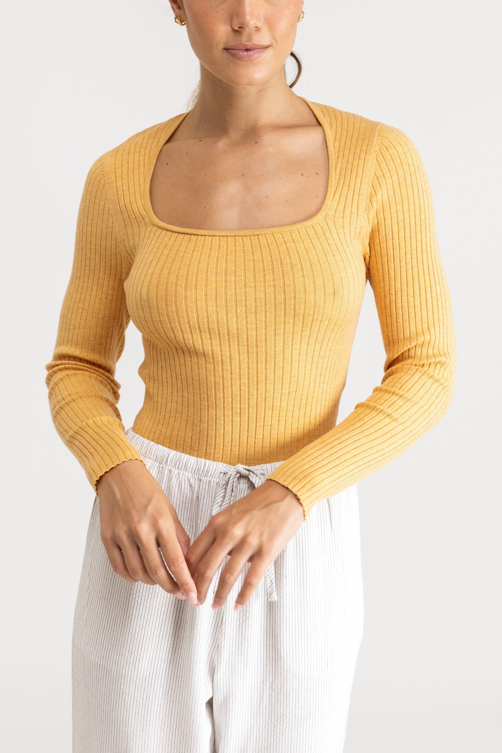 Andie Long Sleeve Knit Turmeric Marle