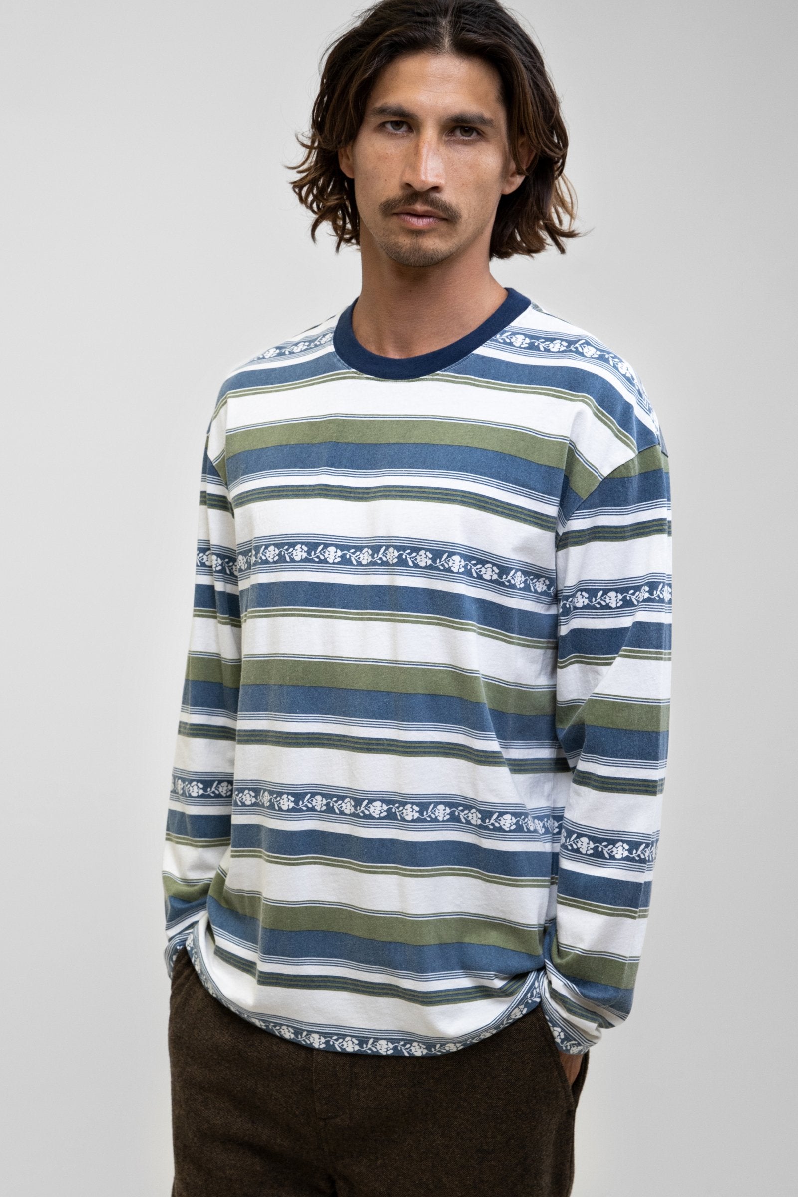 Libre Stripe LS Vintage T-Shirt Olive