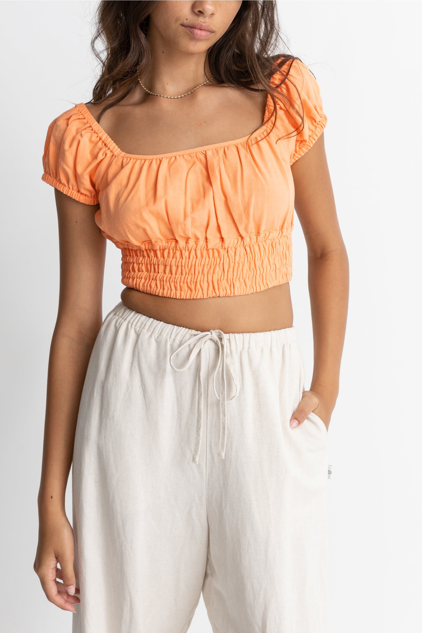 Dylan Cap Sleeve Top Orange