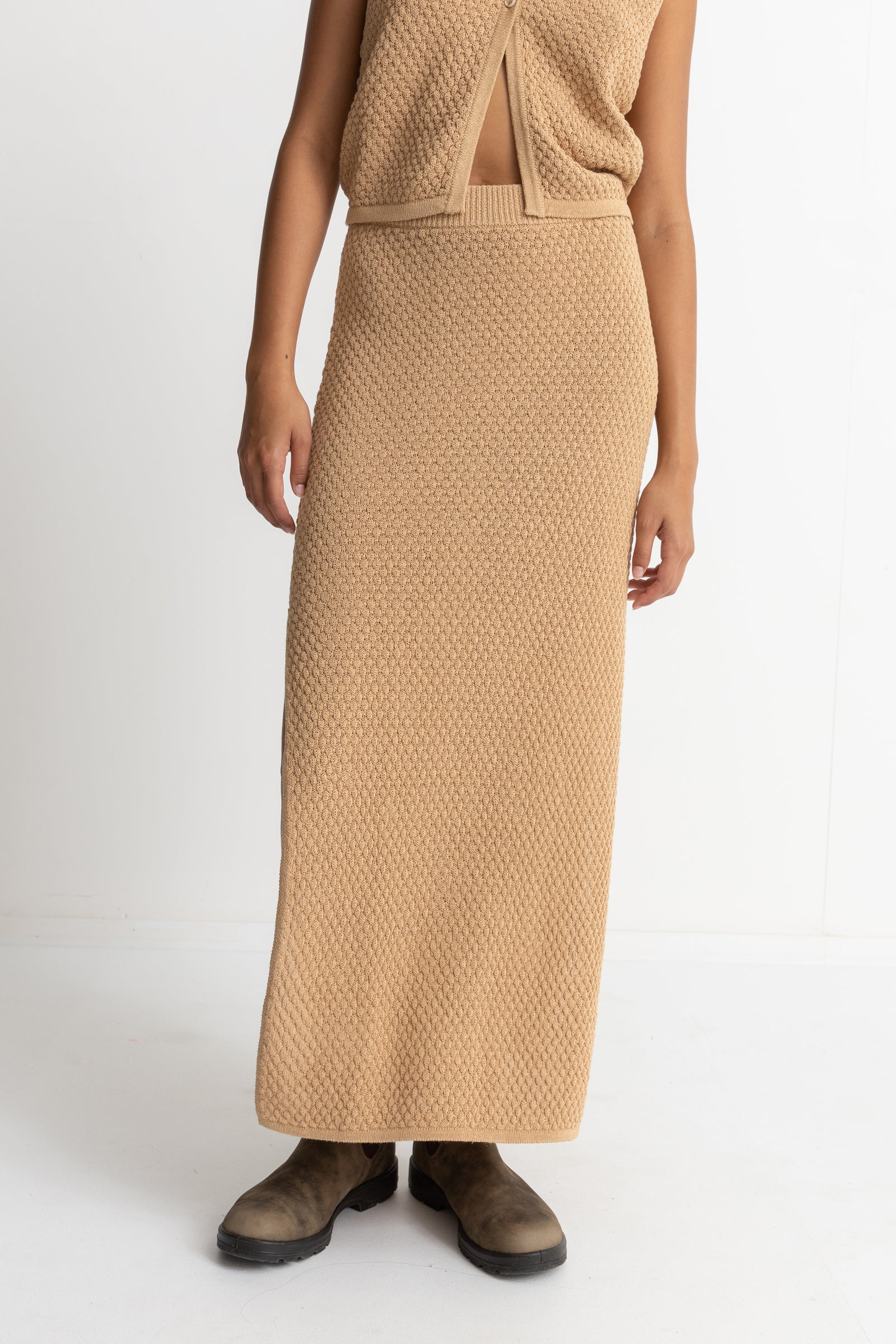 Hayman Knit Midi Skirt Oatmeal – Rhythm US