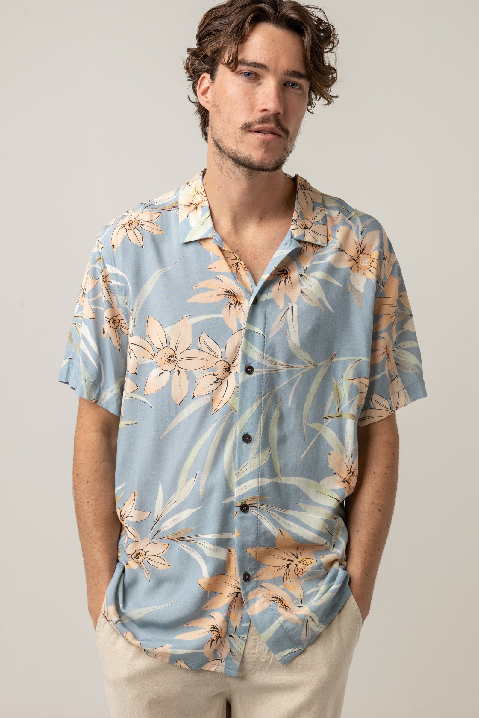 Floral Ss Shirt Slate