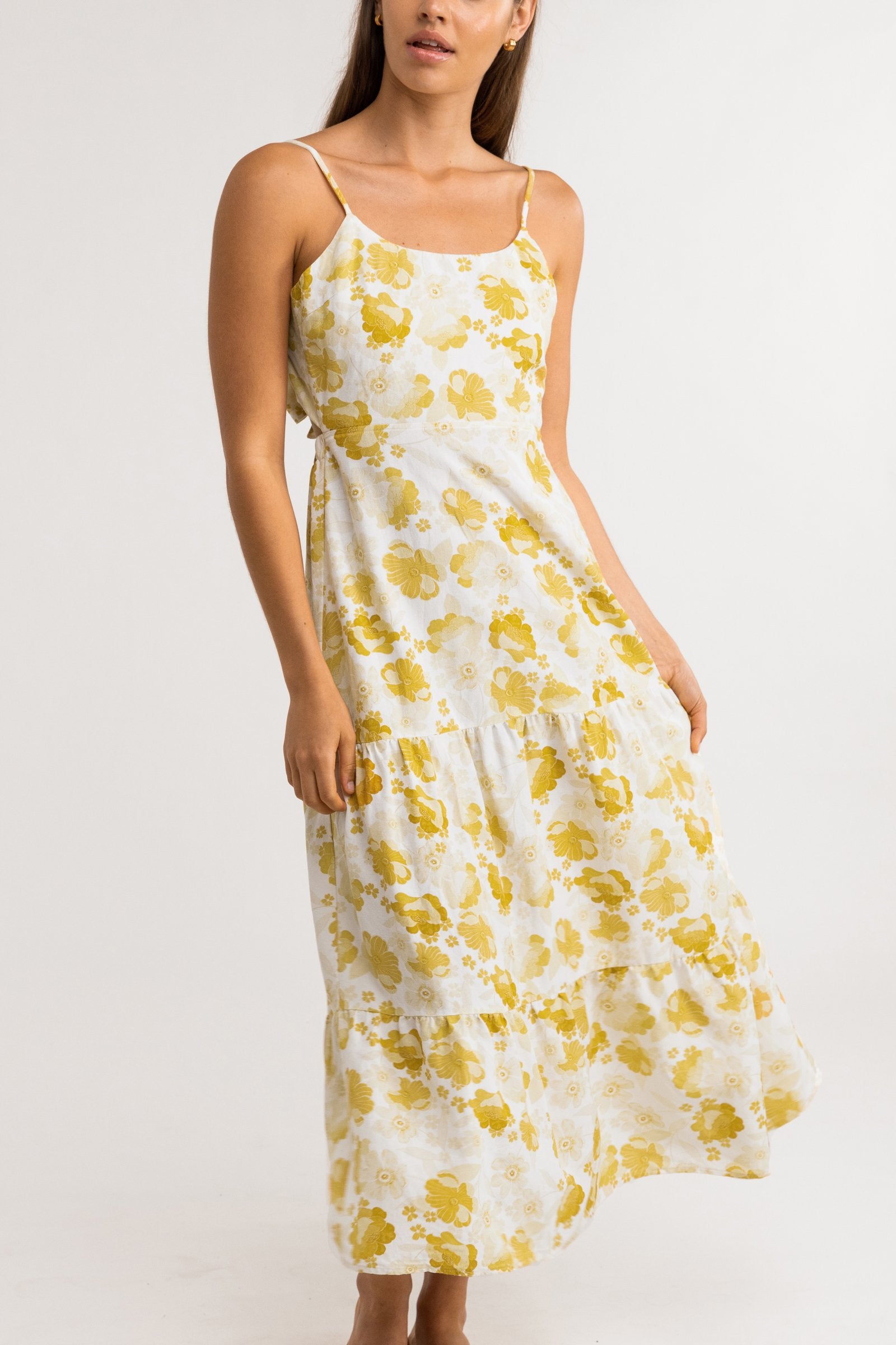 Harmony Floral Midi Dress Honey