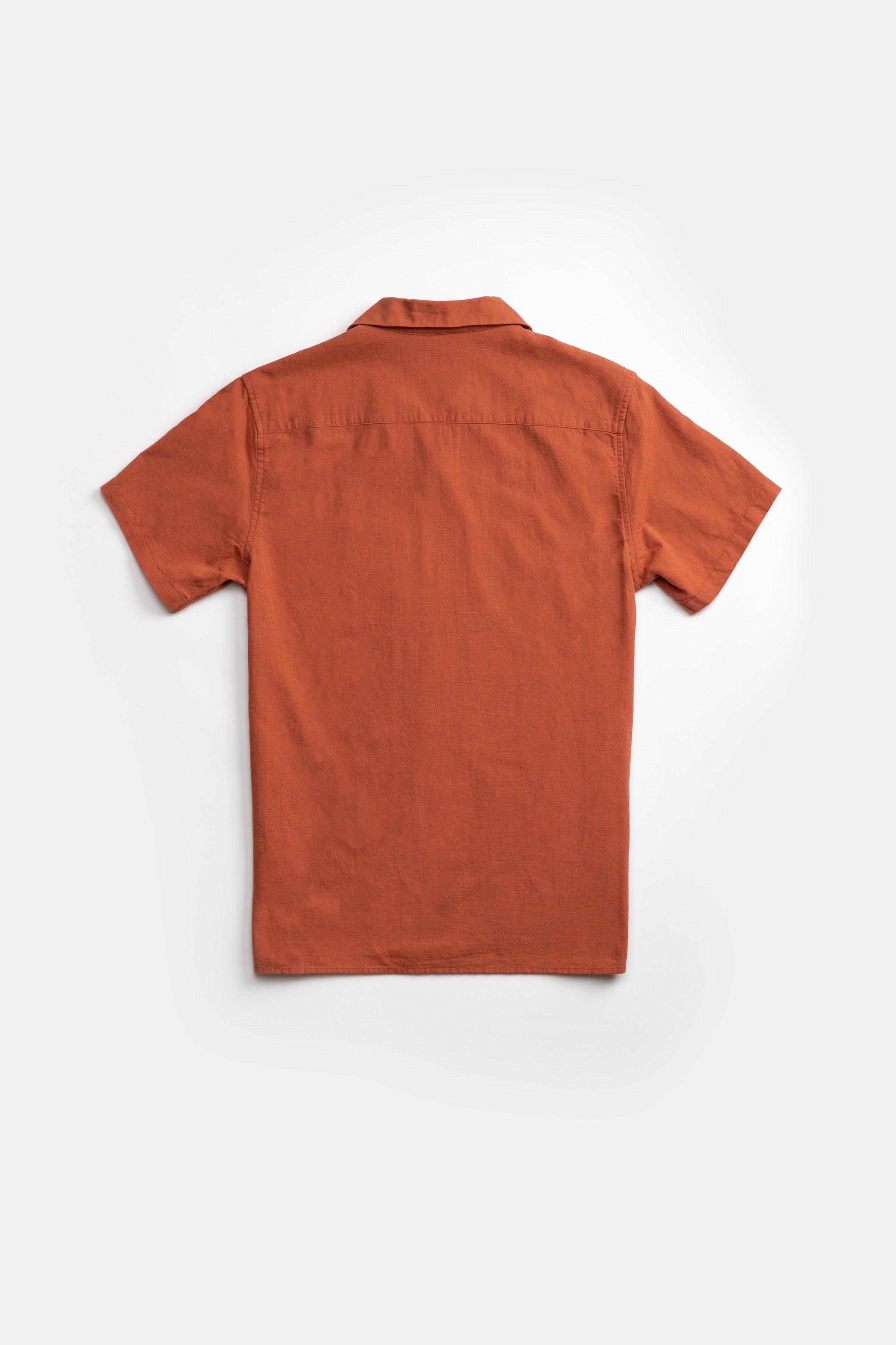 Linen Cuban Ss Shirt Baked Clay