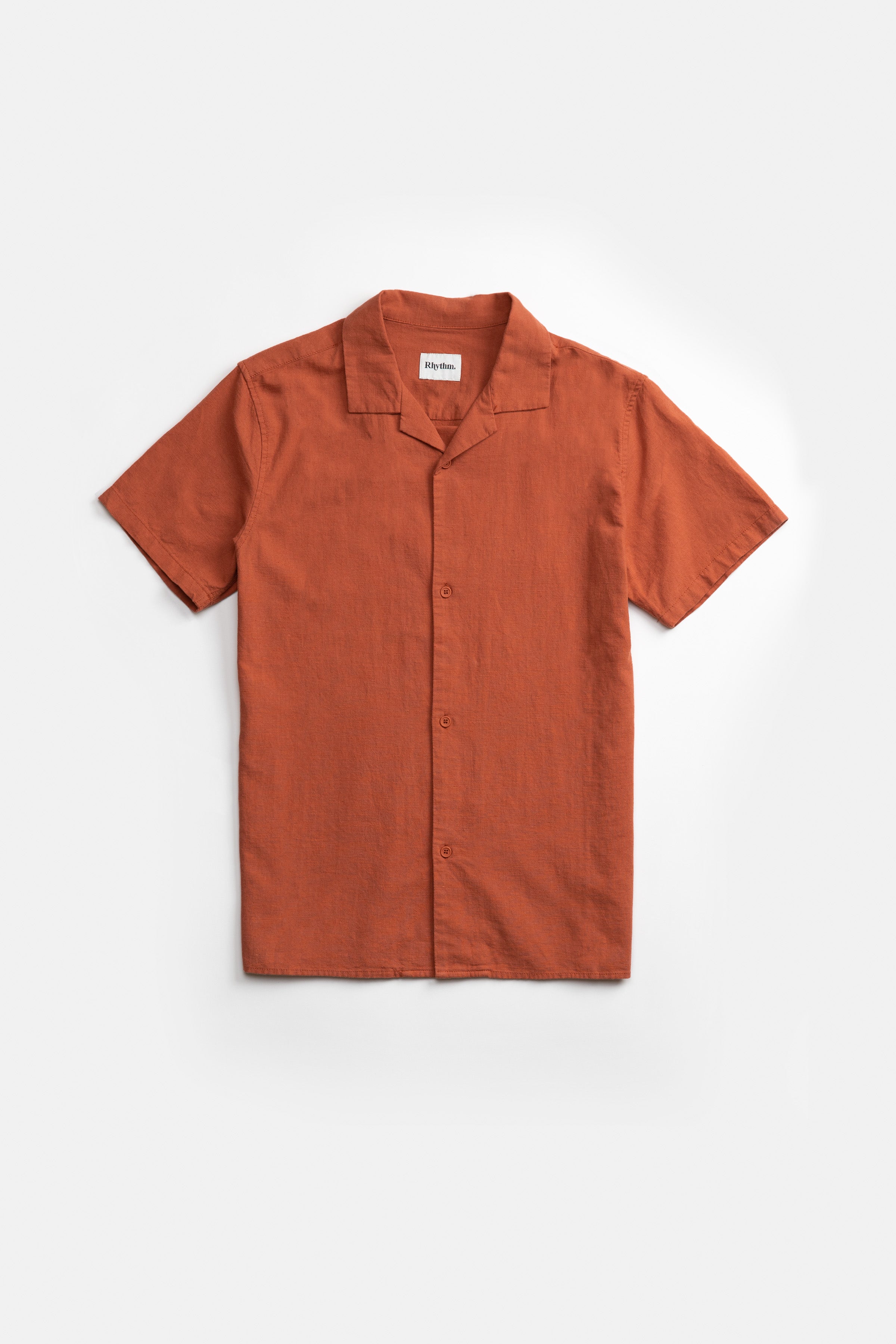 Linen Cuban Ss Shirt Baked Clay