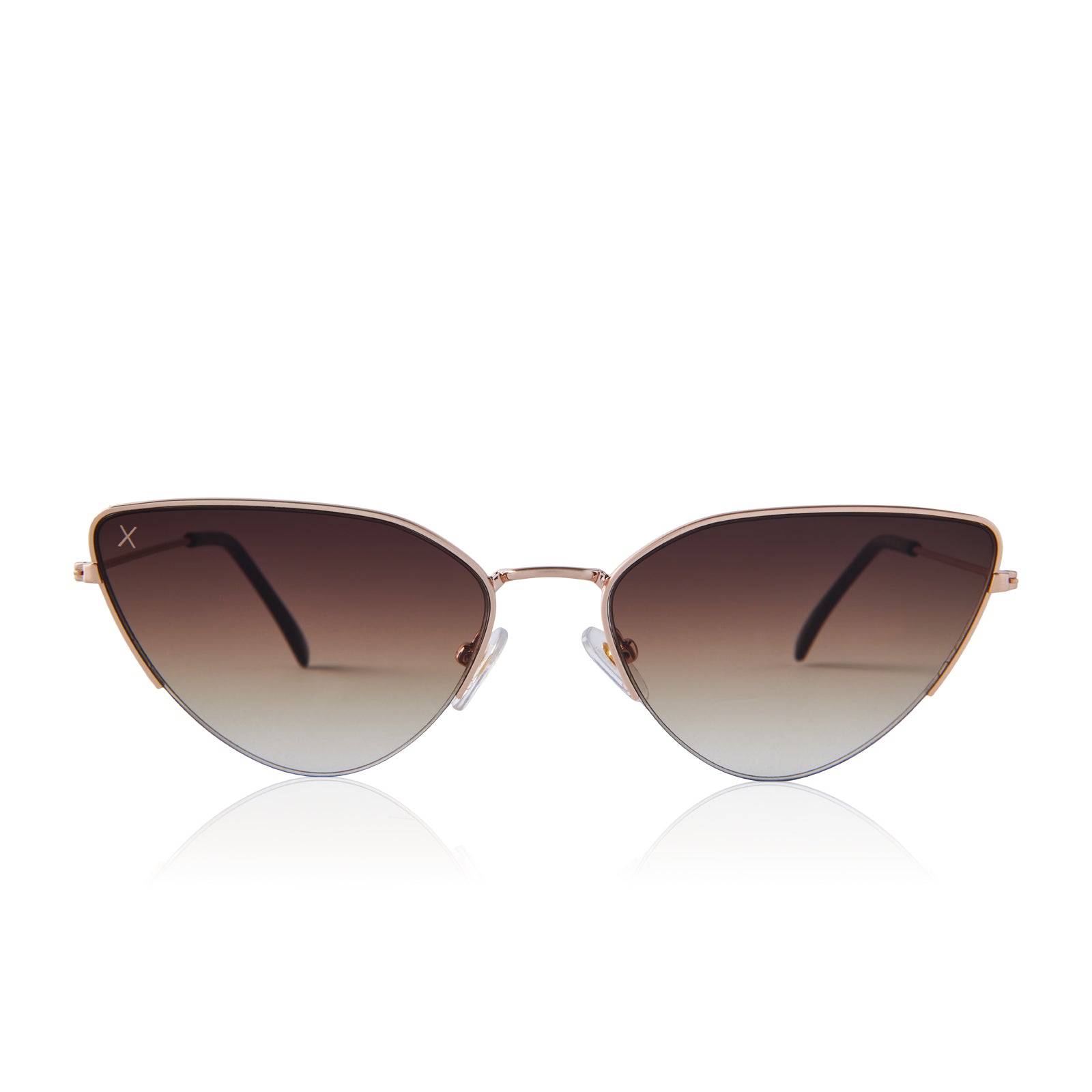 fairfax - brushed gold + brown sharp gradient sunglasses - Dime Optics product image