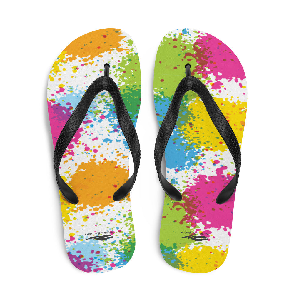 Rainbow Splatter Flip-Flops