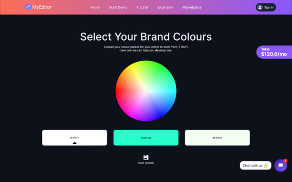 MyEditor Customisable Features, Choose Your Brand Colours