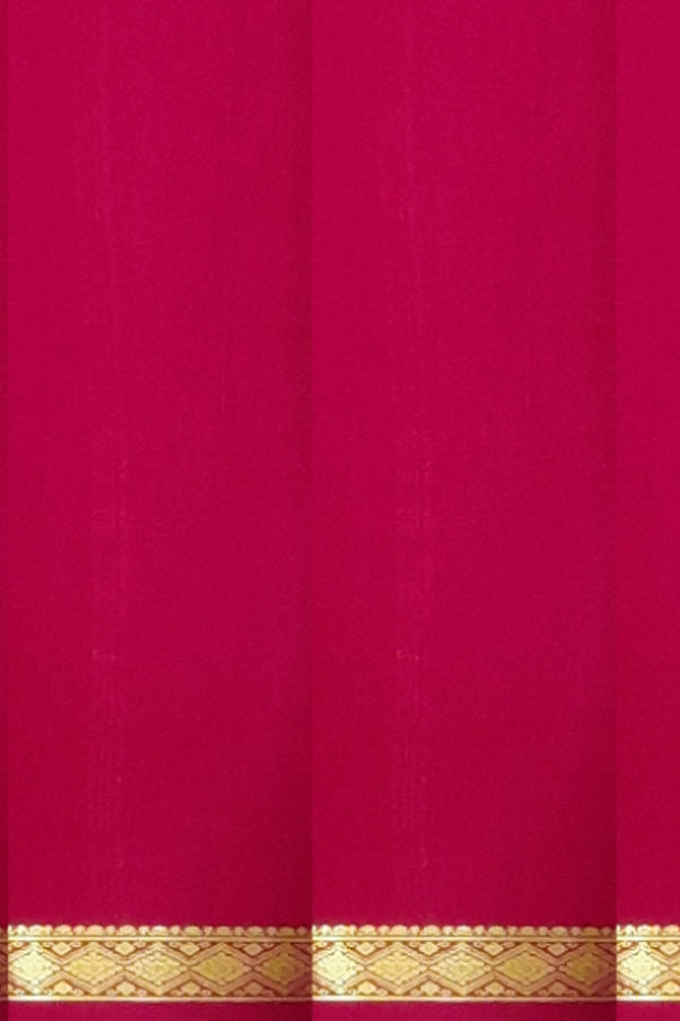 Contrast Zari Border Plain Rani Pink Mysore Silk Saree – Sundari Silks