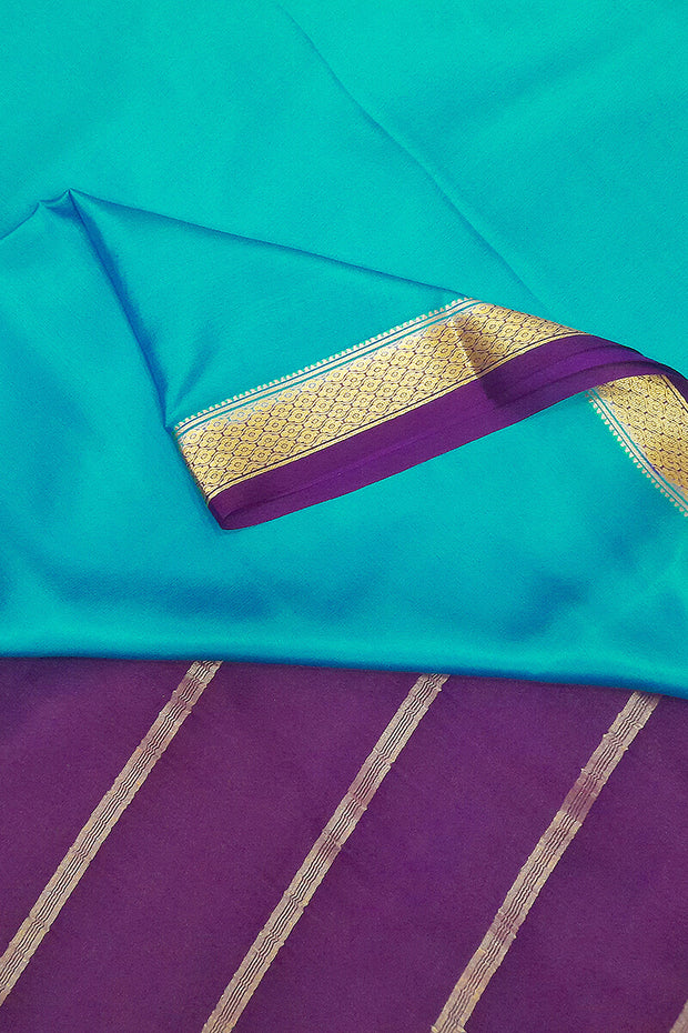 Blue Brocade Banarasi Silk Saree With Copper Zari – StylebyPanaaash