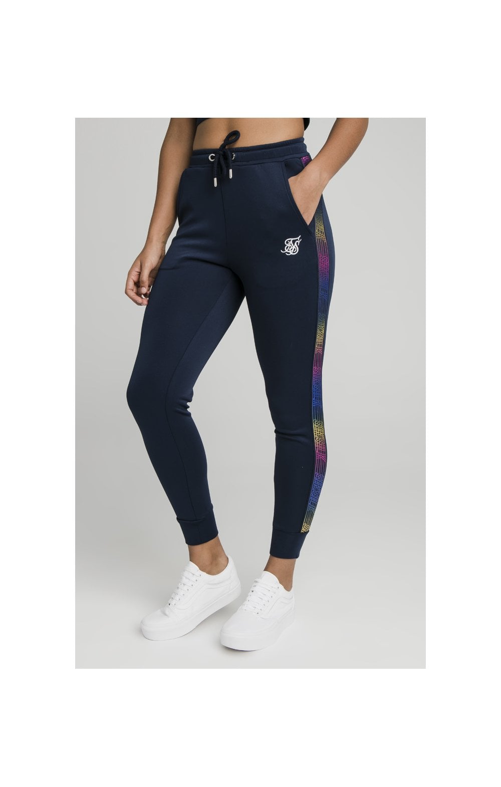 Load image into Gallery viewer, SikSilk Rainbow Runner Track Pants - Navy
