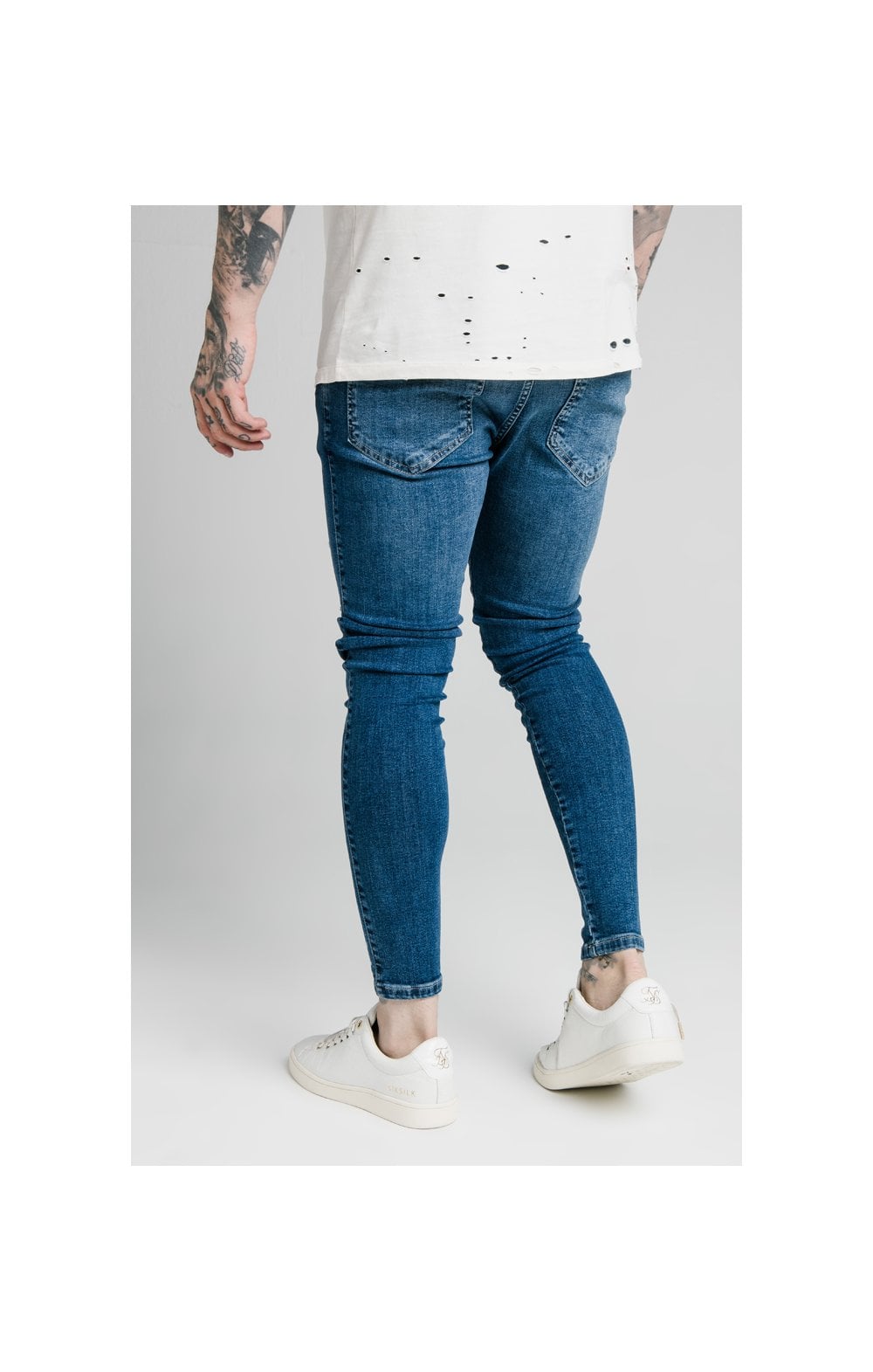 Load image into Gallery viewer, SikSilk Skinny Distressed Riot Jeans - Midstone (1)