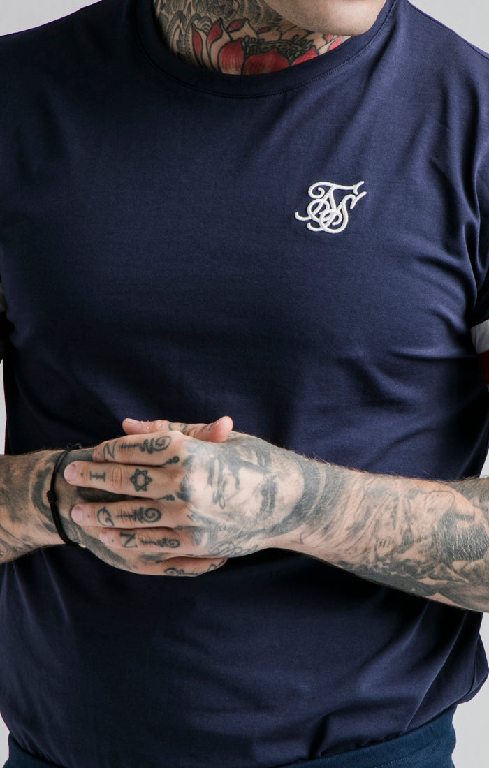 Load image into Gallery viewer, SikSilk S/S Retro Tournament Tee - Navy,Red &amp; Off White (1)