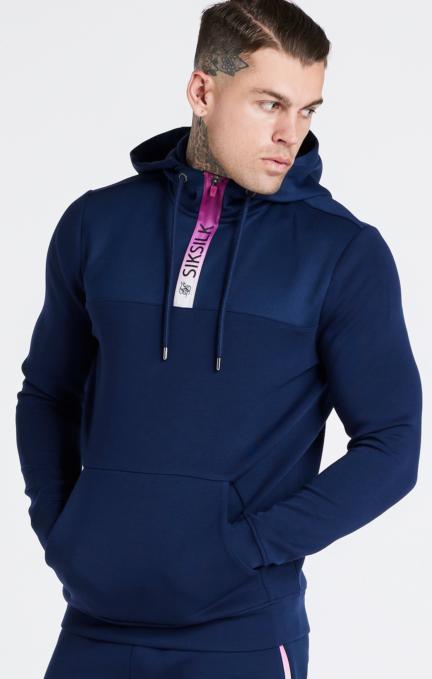 Navy Covert Fade Half Zip Hoodie