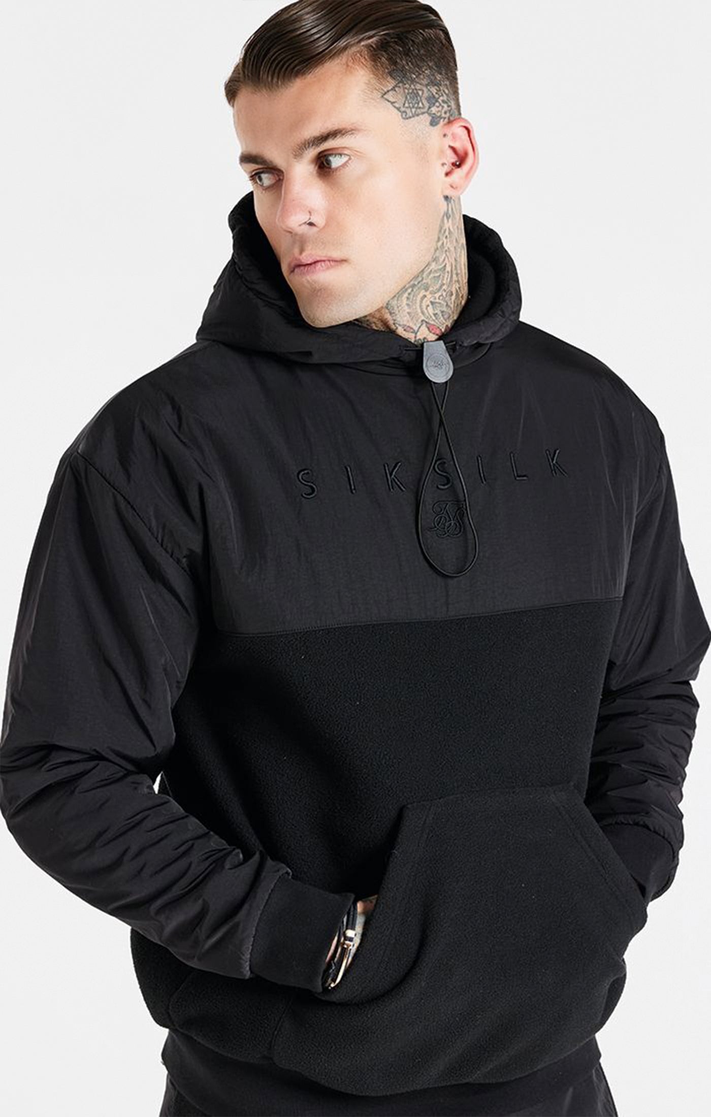 Black Hybrid Overhead Hoodie