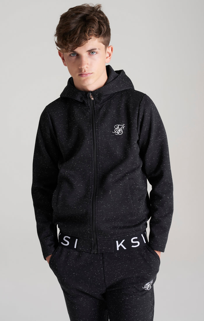 Boys Black Neps Zip Thru Hoodie