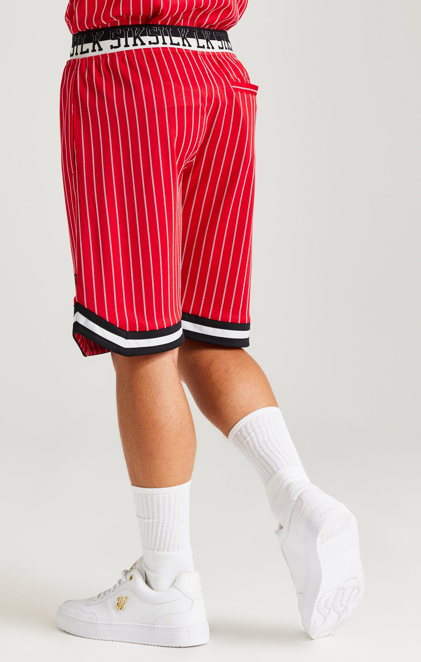 red basket ball shorts