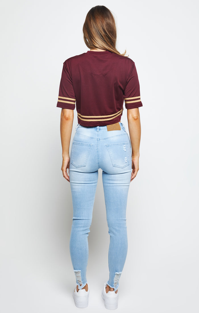 Load image into Gallery viewer, SikSilk Mesh Crop Tee - Burgundy (4)
