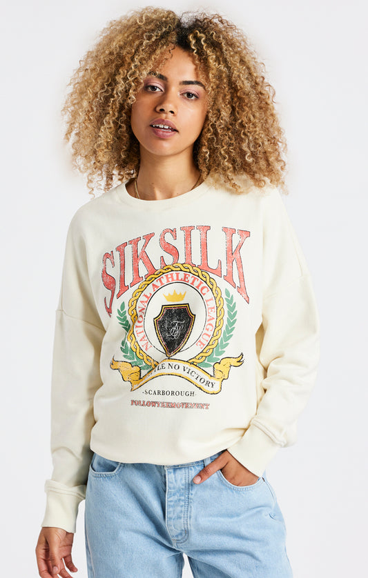 SikSilk Varsity Oversize Sweatshirt - Ecru