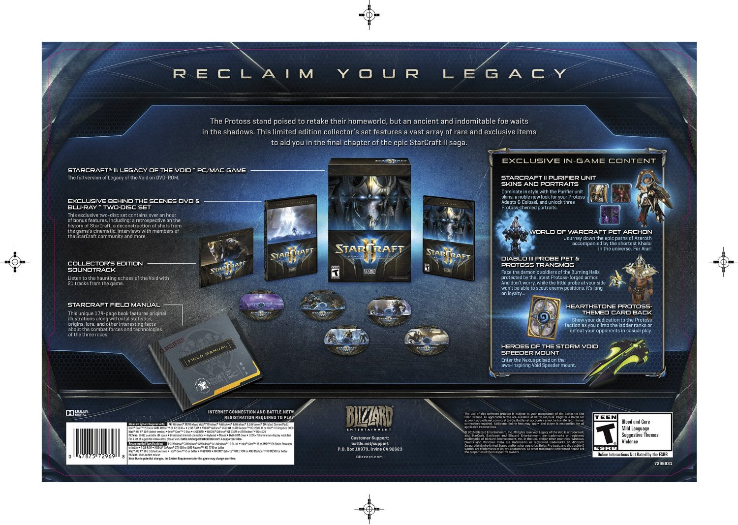 PC Game STARCRAFT II 2 LEGACY OF THE VOID Collector's Edition