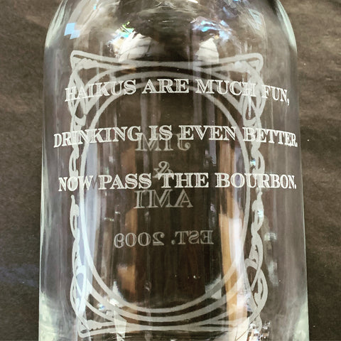 Funny poem etched on a glass decanter for the perfect gift