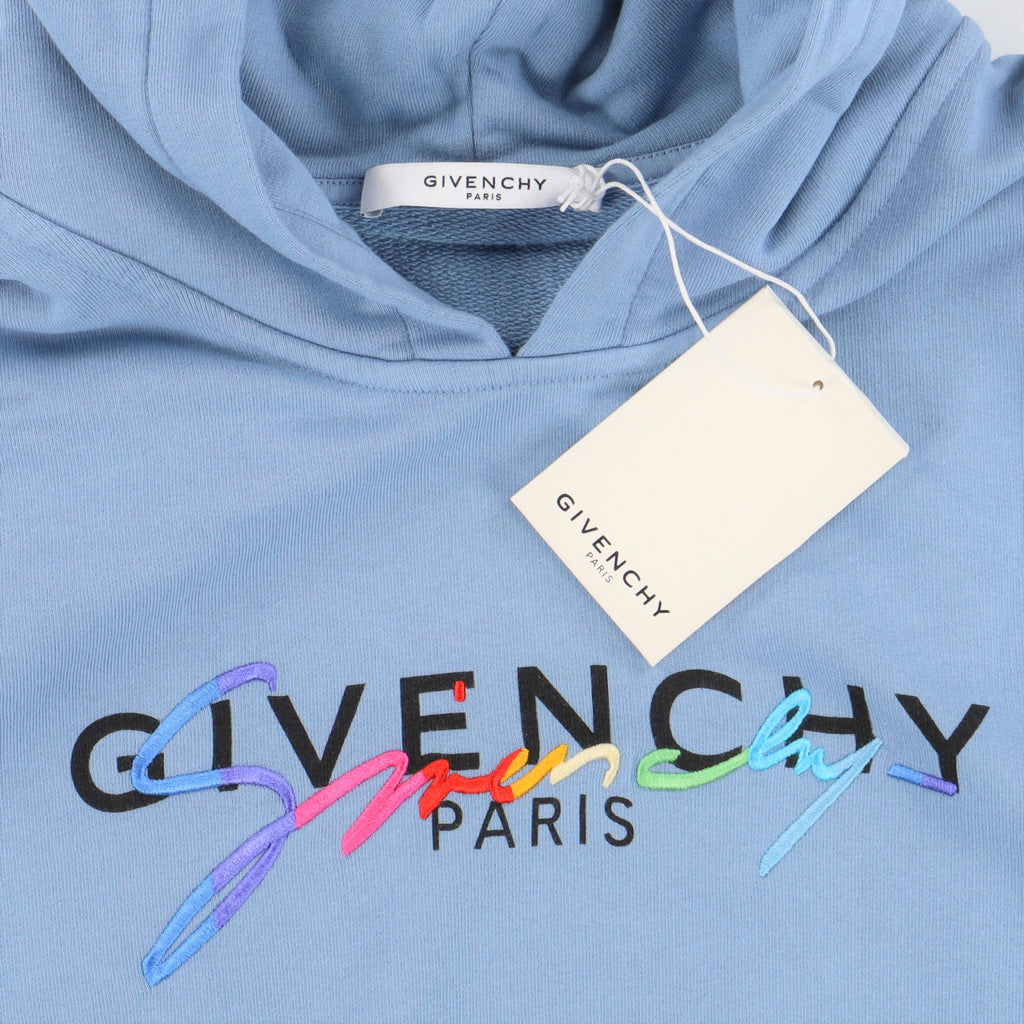 Givenchy Baby Blue Rainbow Signature Logo Hoodie – Balewink