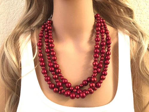 Statement Necklace Red, Burgundy embroidered necklace, Souta - Inspire  Uplift